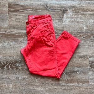 Womens Old Navy cropped chinos, coral, size 4